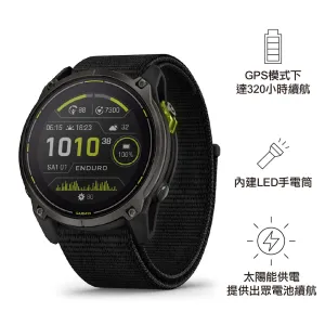 太陽能 GPS 手錶 Enduro 3 Sapphire Carbon Gray DLC Titanium with Black Nylon