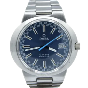 1969 Omega Geneve Dynamic Automatic Date with Rarer blue racing Dial 166.039 in Stainless Steel on Bracelet
