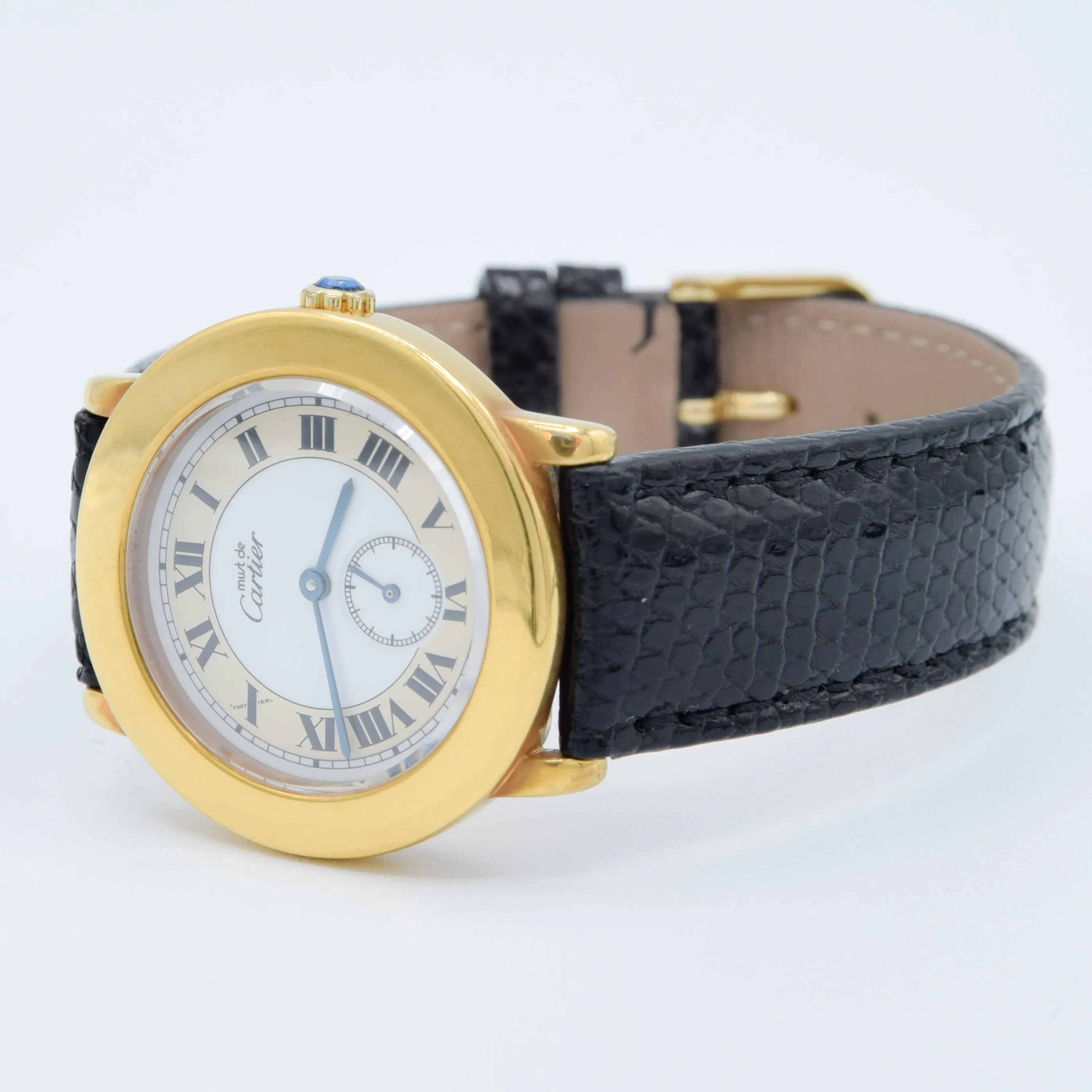 1990s Cartier 'Must de' Ronde with Roman Numerals in 925 Sterling Silver Gilt Vermeil Case Model 1810