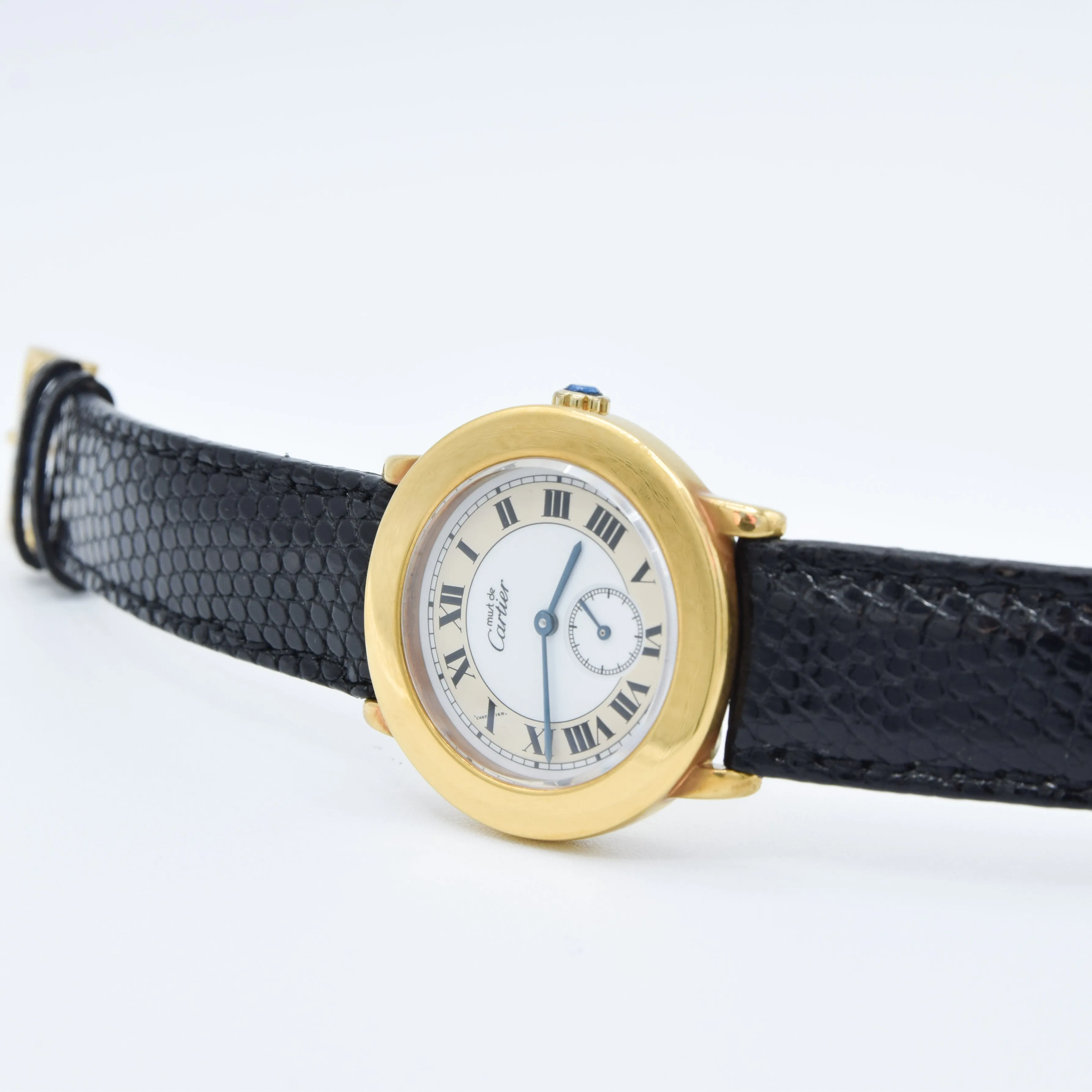 1990s Cartier 'Must de' Ronde with Roman Numerals in 925 Sterling Silver Gilt Vermeil Case Model 1810