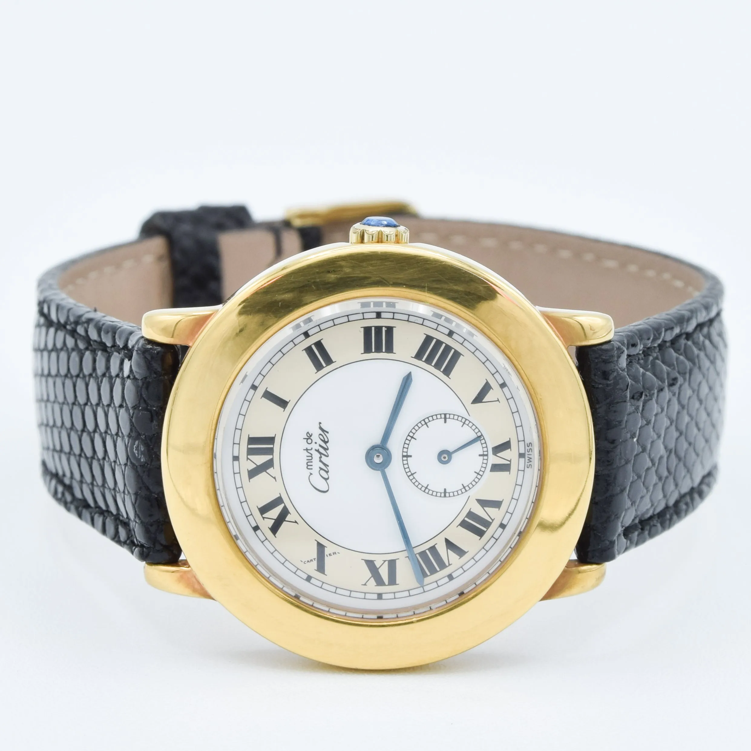 1990s Cartier 'Must de' Ronde with Roman Numerals in 925 Sterling Silver Gilt Vermeil Case Model 1810