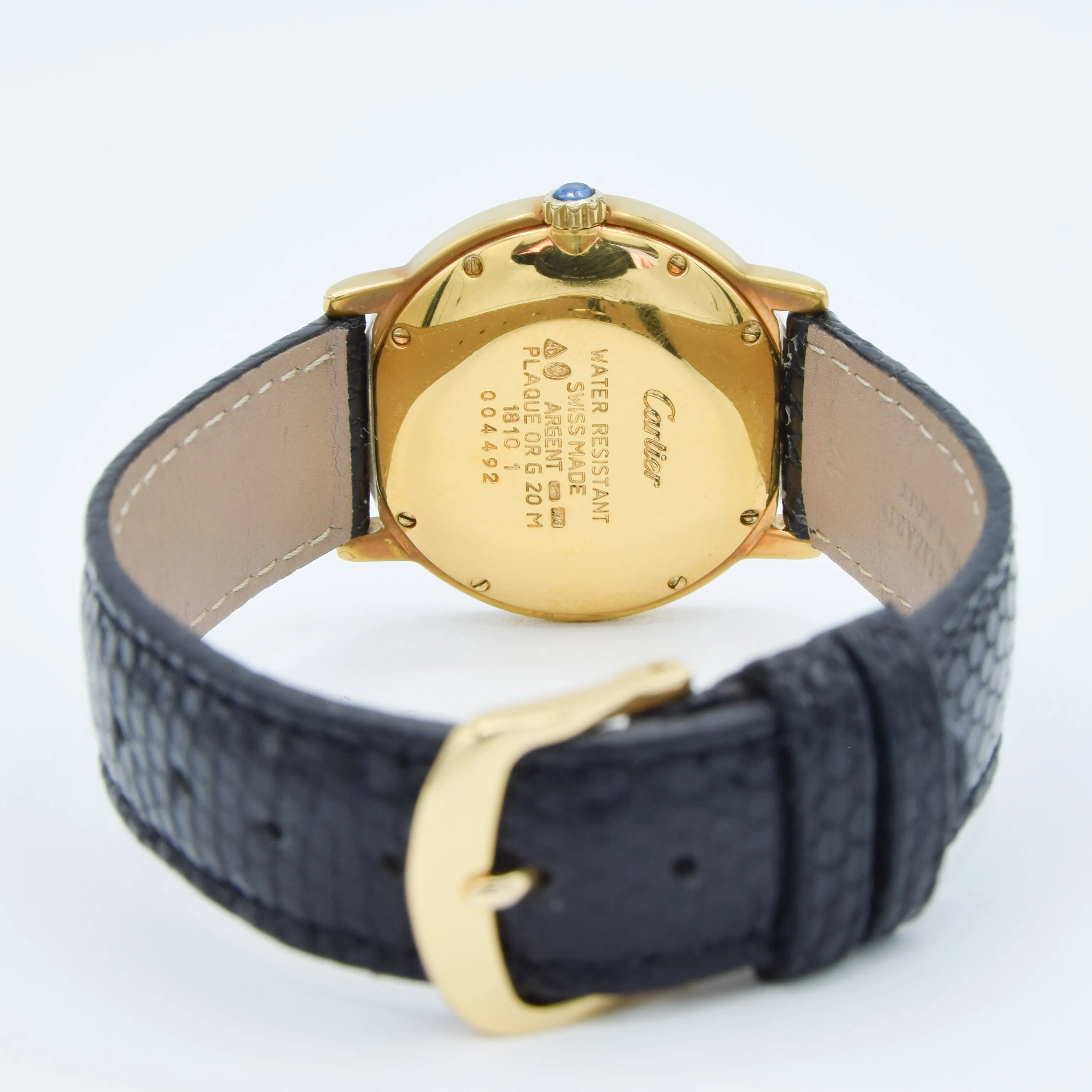 1990s Cartier 'Must de' Ronde with Roman Numerals in 925 Sterling Silver Gilt Vermeil Case Model 1810