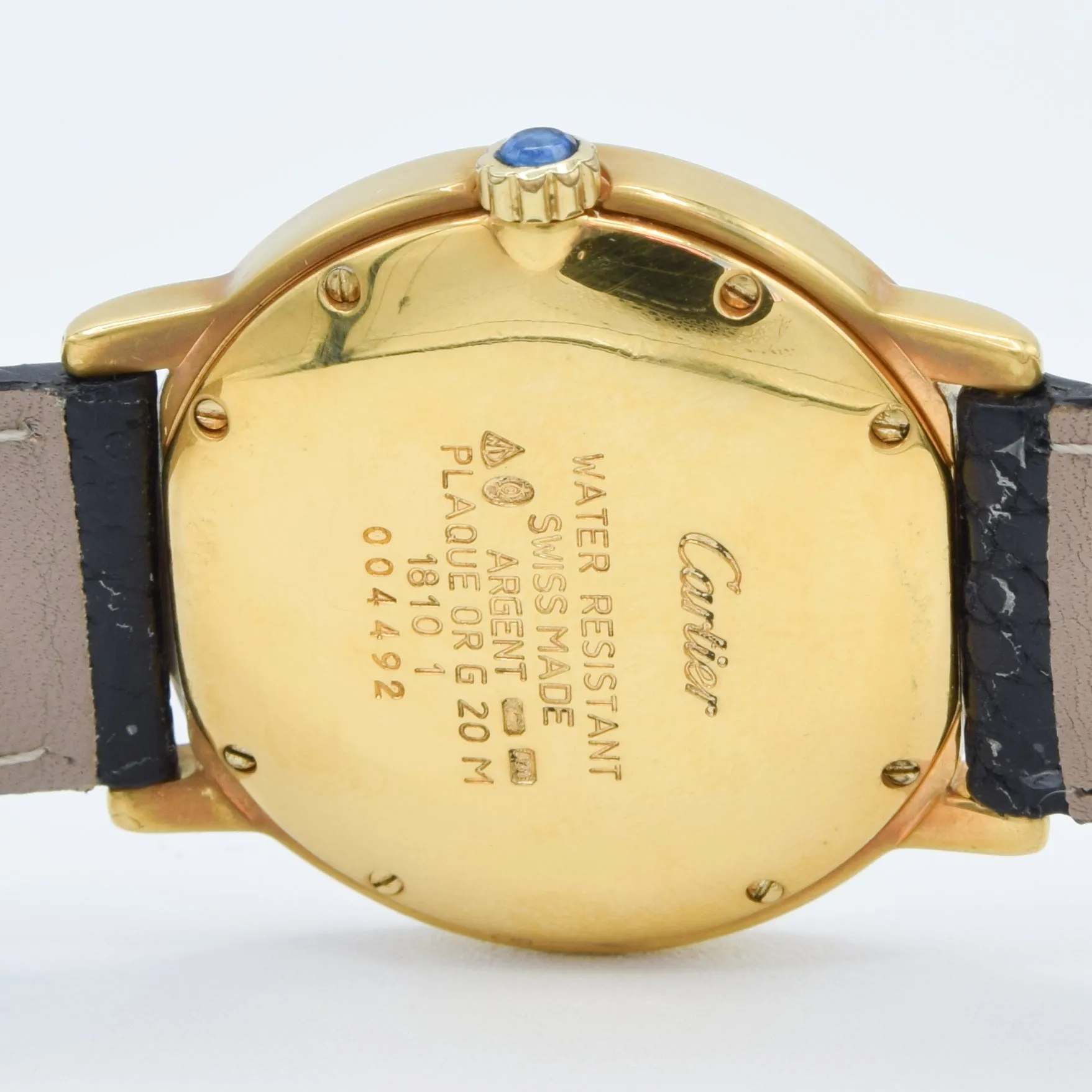 1990s Cartier 'Must de' Ronde with Roman Numerals in 925 Sterling Silver Gilt Vermeil Case Model 1810