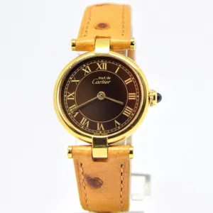 1990s Ladies Cartier 'Must de' Ronde Vendôme Vermeil in 925 Silver Gilt Case