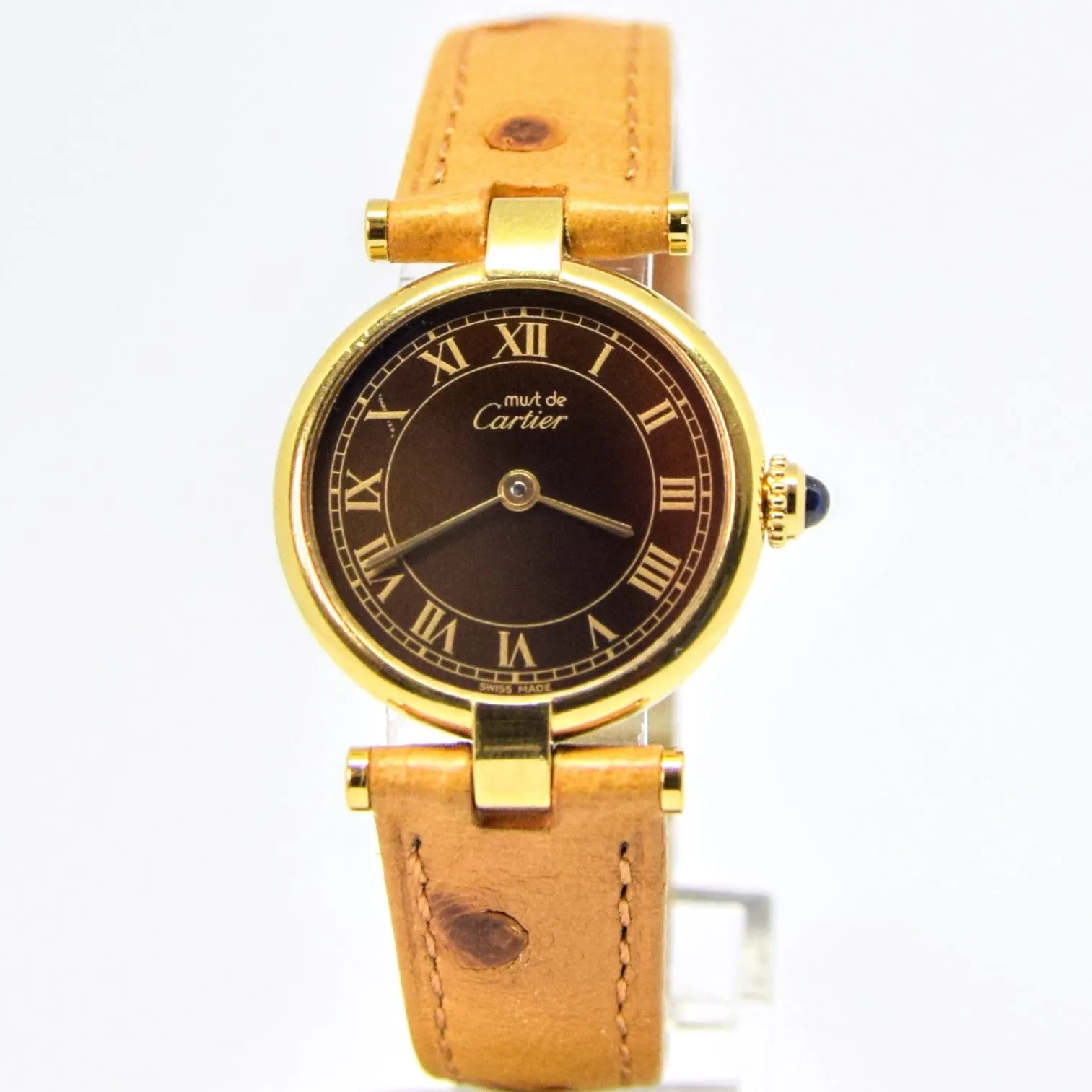 1990s Ladies Cartier 'Must de' Ronde Vendôme Vermeil in 925 Silver Gilt Case