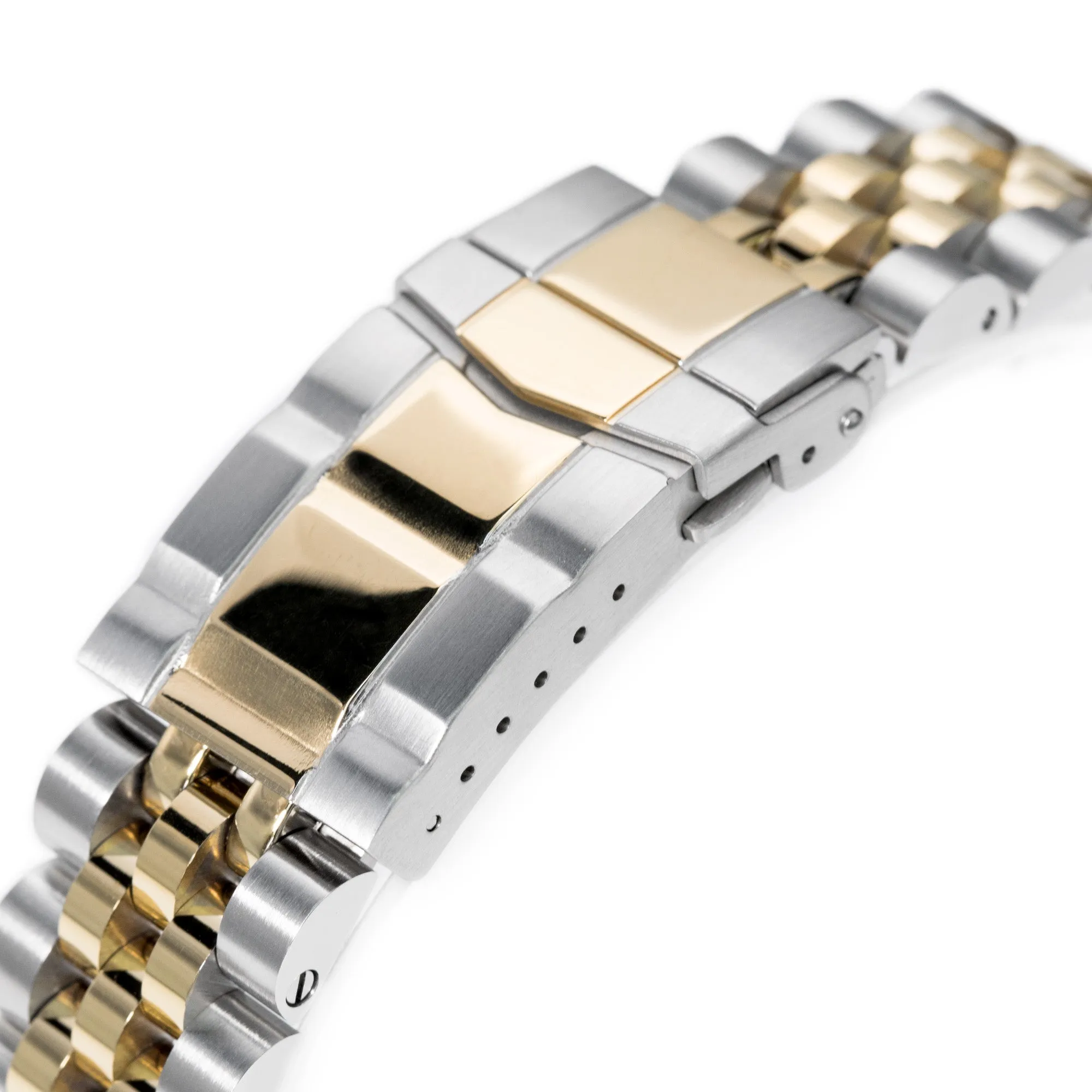 20mm Angus-J Watch Band for Seiko Alpinist SARB017 SPB155 SBEJ005 (compatible with Hamilton Khaki H70455733) - Two Tone IP Gold Polished Center Links, SUB Diver Clasp