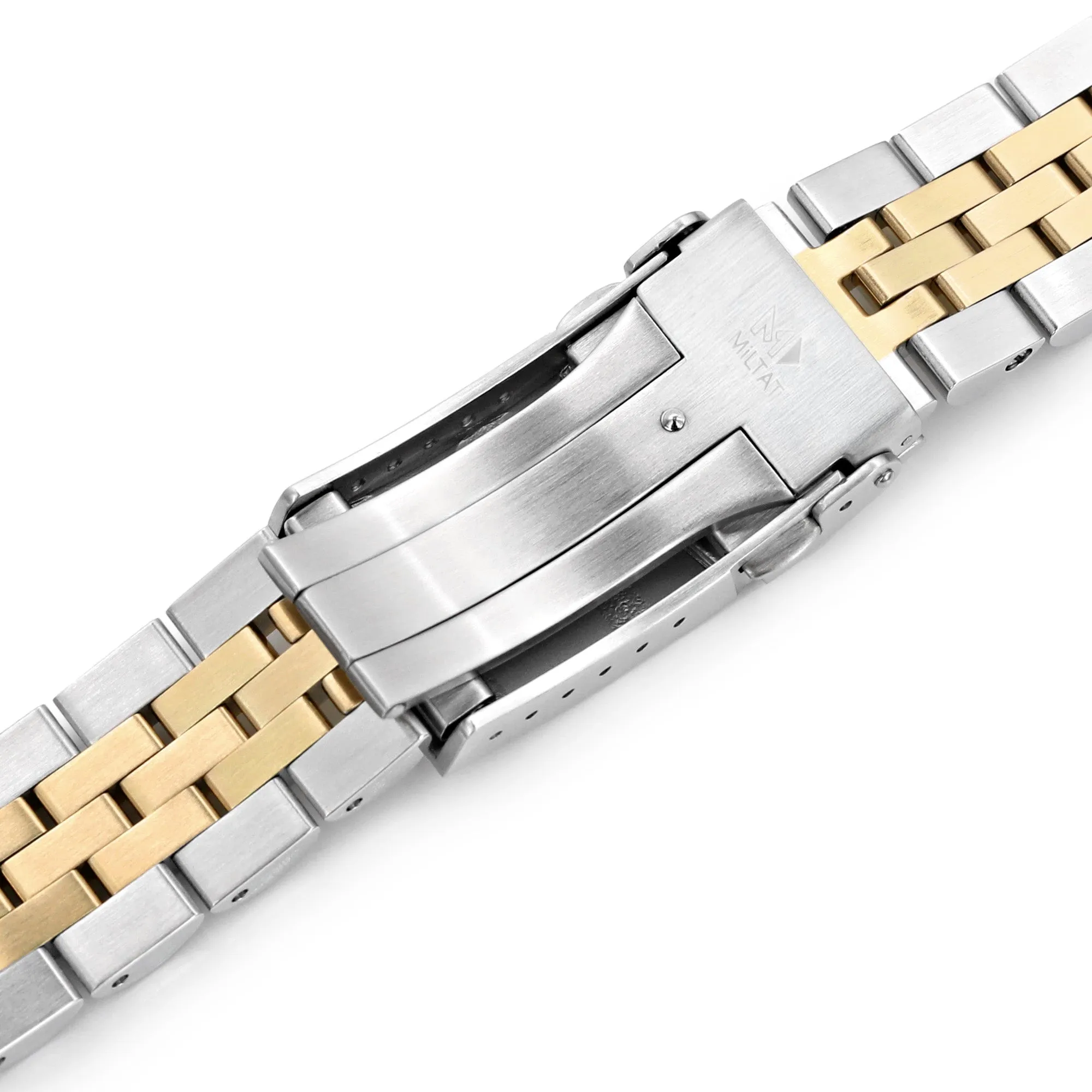 20mm Angus-J Watch Band for Seiko Alpinist SARB017 SPB155 SBEJ005 (compatible with Hamilton Khaki H70455733) - Two Tone IP Gold Polished Center Links, SUB Diver Clasp