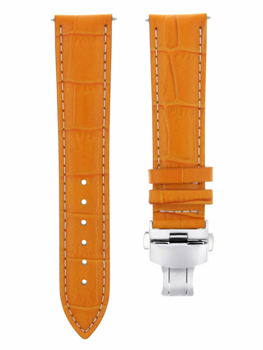 20MM LEATHER WATCH BAND STRAP DEPLOYMENT BUCKLE FOR OMEGA SEAMASTER ORANGE WS