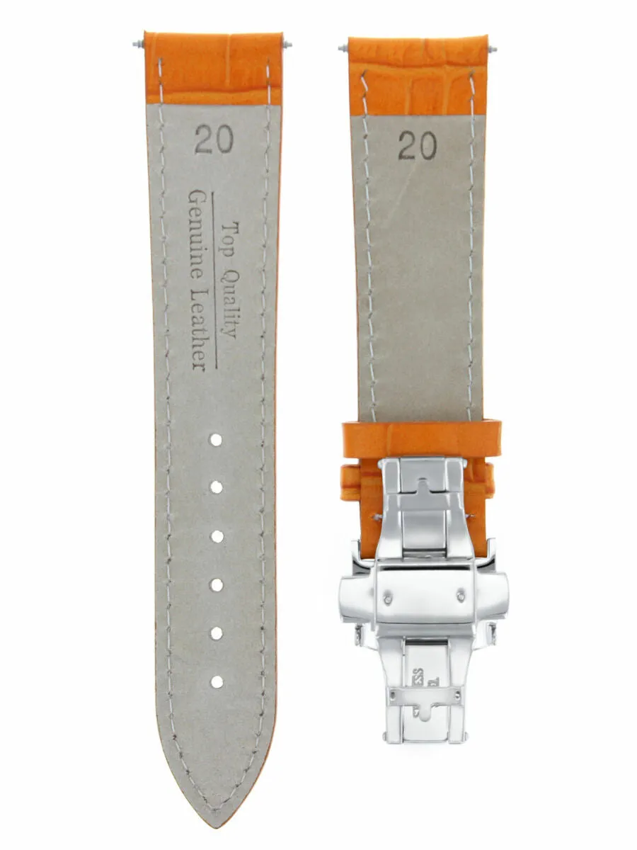 20MM LEATHER WATCH BAND STRAP DEPLOYMENT BUCKLE FOR OMEGA SEAMASTER ORANGE WS
