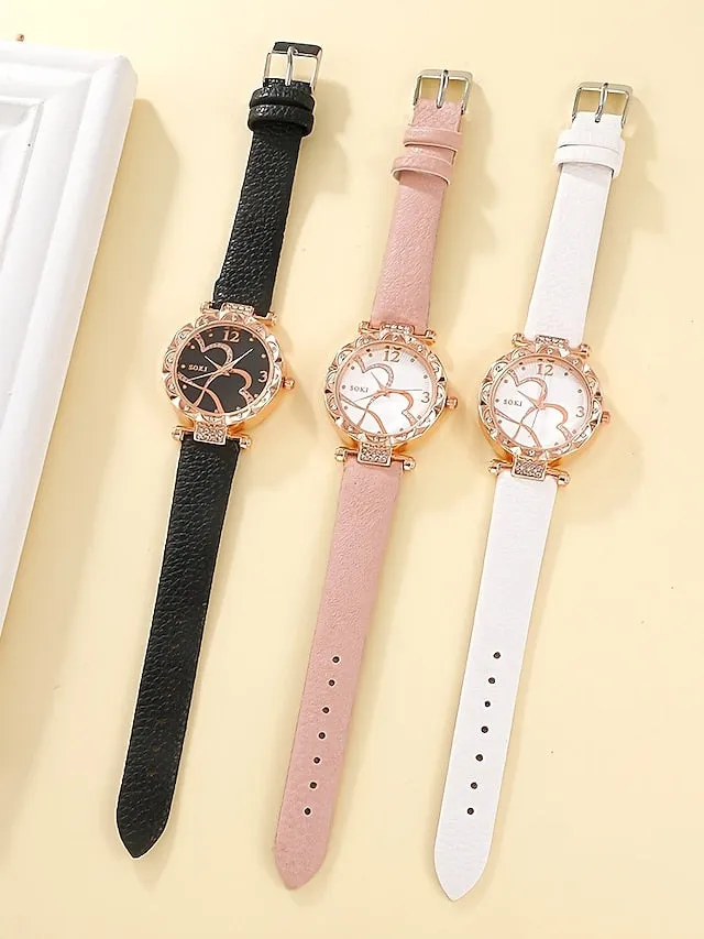 5PCs Set Fashion Women Quartz Watch With Bracelet Set Luxury Fancy Women Quartz Watches Jewelry Sophisticated Stylish Casual Ladies Watch Clock Gift