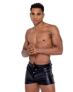 6329 - Mens Pleather Runner Shorts