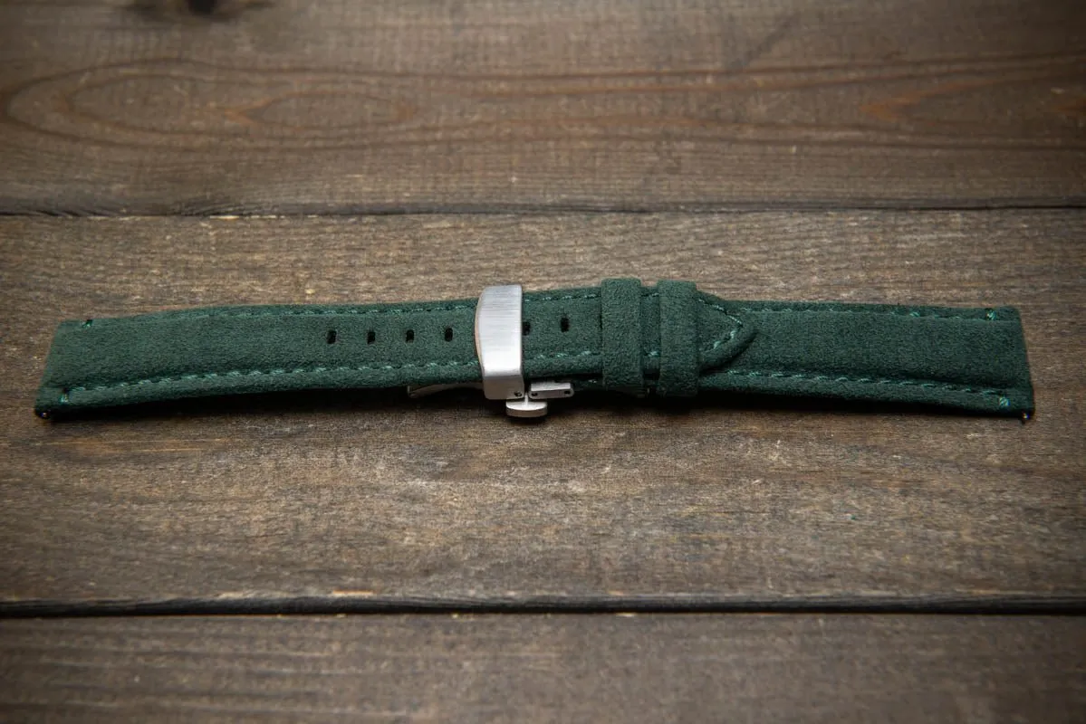 Alcantara Watch Strap, Premium Alcantara Watch Band 20 mm , 22 mm. Deployment clasp installed.