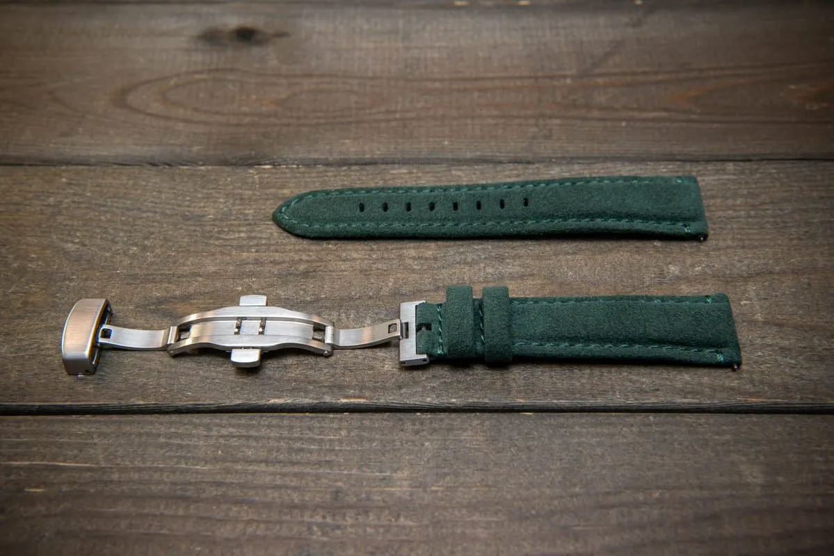 Alcantara Watch Strap, Premium Alcantara Watch Band 20 mm , 22 mm. Deployment clasp installed.