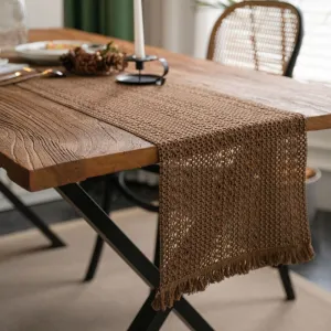 American Style Woven Cotton-Linen Table Runner