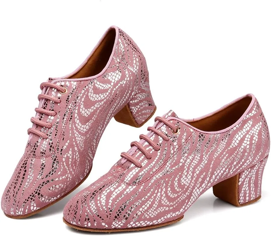 AOQUNFS Women Latin Ballroom Dance Shoes Lace-up Modern Salsa Practice Dancing Shoes,WDL-K4