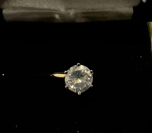 Beautiful Unique Solid Yellow Gold 3Ct. Diamond Solitaire Engagement Ring - $30K Appraisal Value w/ CoA! }