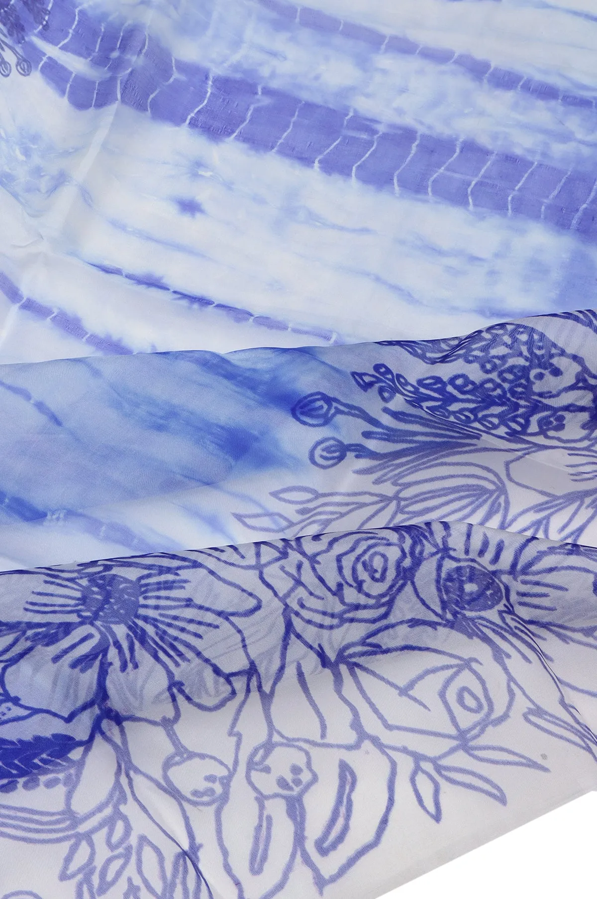 Blue Organza Saree with Abstract Design