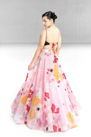 Blush Fleur Applique Lehenga with Beaded Rosa Bustier