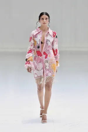 Blush Fleur Applique Shirt Dress