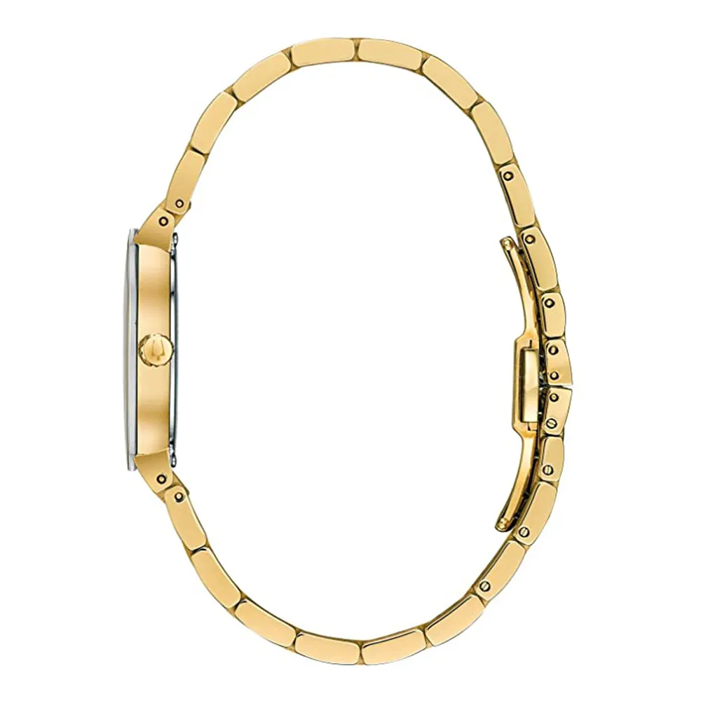 Bulova Womens Futuro Diamond MOP Dial Yellow Gold Bracelet Dress Watch - 97P133