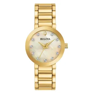 Bulova Womens Futuro Diamond MOP Dial Yellow Gold Bracelet Dress Watch - 97P133