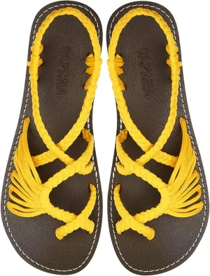 Capana Woven Women's Flat Sandals - Strappy Braided Sandals, Beach Sandals for Women Dressy Summer, Rope Bohemian Sandals, Spring Casual Womens Shoes, Comfy Boho Flats for Teen Girls  Banyan