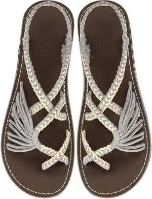 Capana Woven Women's Flat Sandals - Strappy Braided Sandals, Beach Sandals for Women Dressy Summer, Rope Bohemian Sandals, Spring Casual Womens Shoes, Comfy Boho Flats for Teen Girls  Banyan