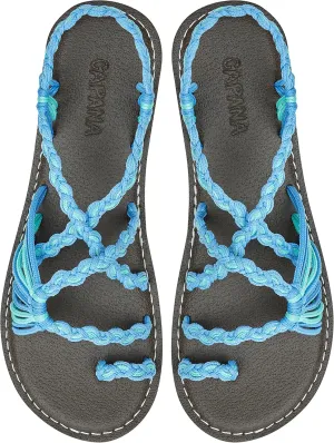 Capana Woven Women's Flat Sandals - Strappy Braided Sandals, Beach Sandals for Women Dressy Summer, Rope Bohemian Sandals, Spring Casual Womens Shoes, Comfy Boho Flats for Teen Girls  Commune