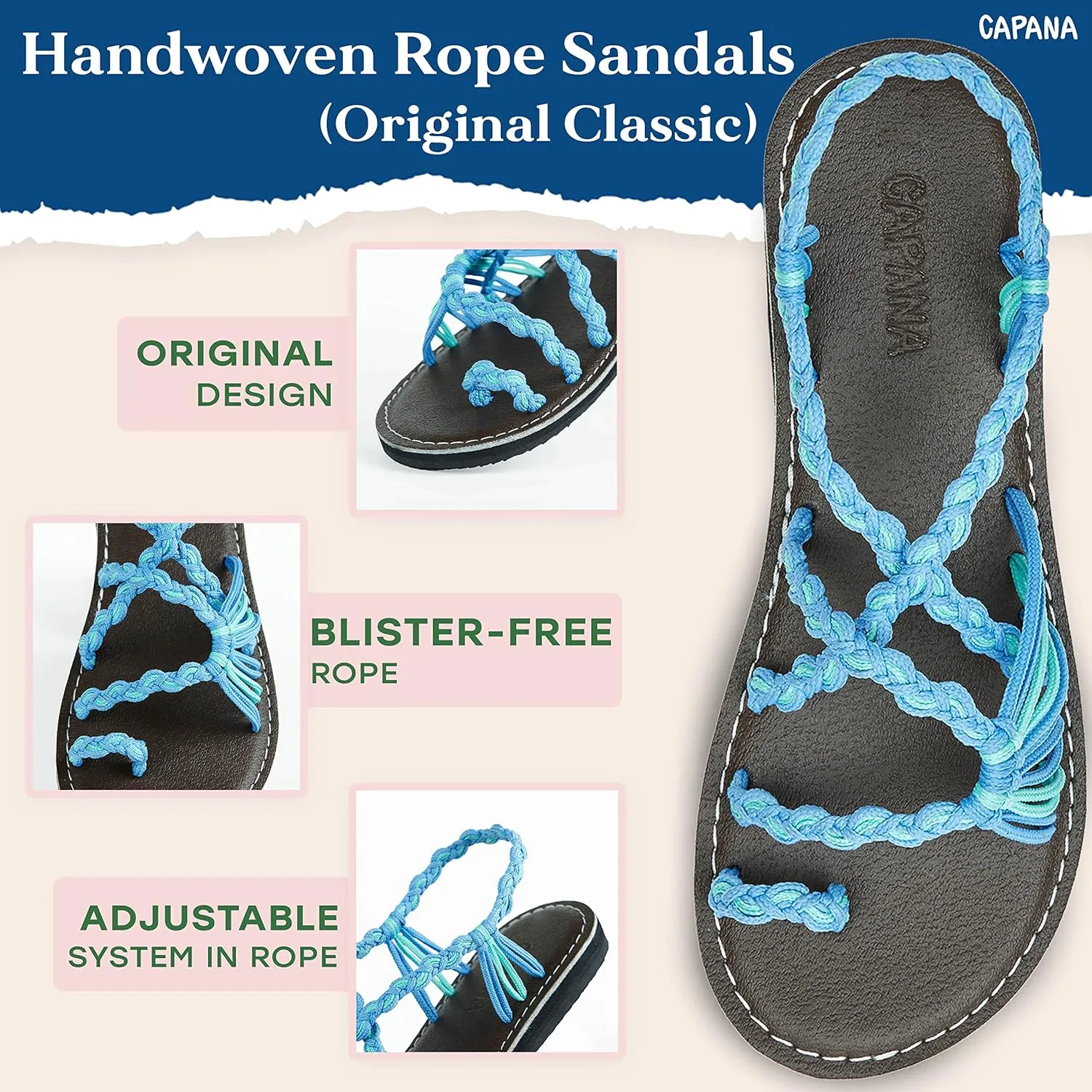 Capana Woven Women's Flat Sandals - Strappy Braided Sandals, Beach Sandals for Women Dressy Summer, Rope Bohemian Sandals, Spring Casual Womens Shoes, Comfy Boho Flats for Teen Girls  Commune