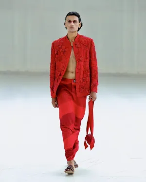 Carmine Rosarte Bandhgala with Ombre Lungi