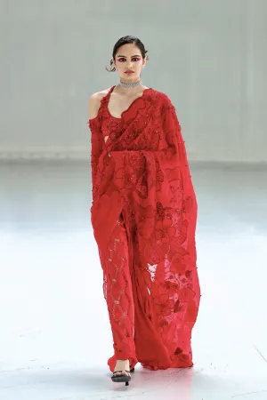 Carmine Rosarte Tailored Sari with Beaded Blouse