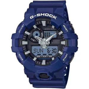 Casio Men's G-Shock Blue Resin Band Black Analog-Digital Dial Casual Quartz Watch - GA-700-2ACR