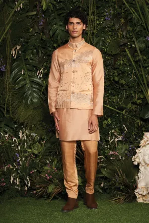 Champagne Bead Burst Bandi with Kurta Set