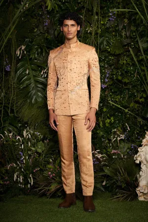Champagne Celeste Burst Bandhgala with Pants