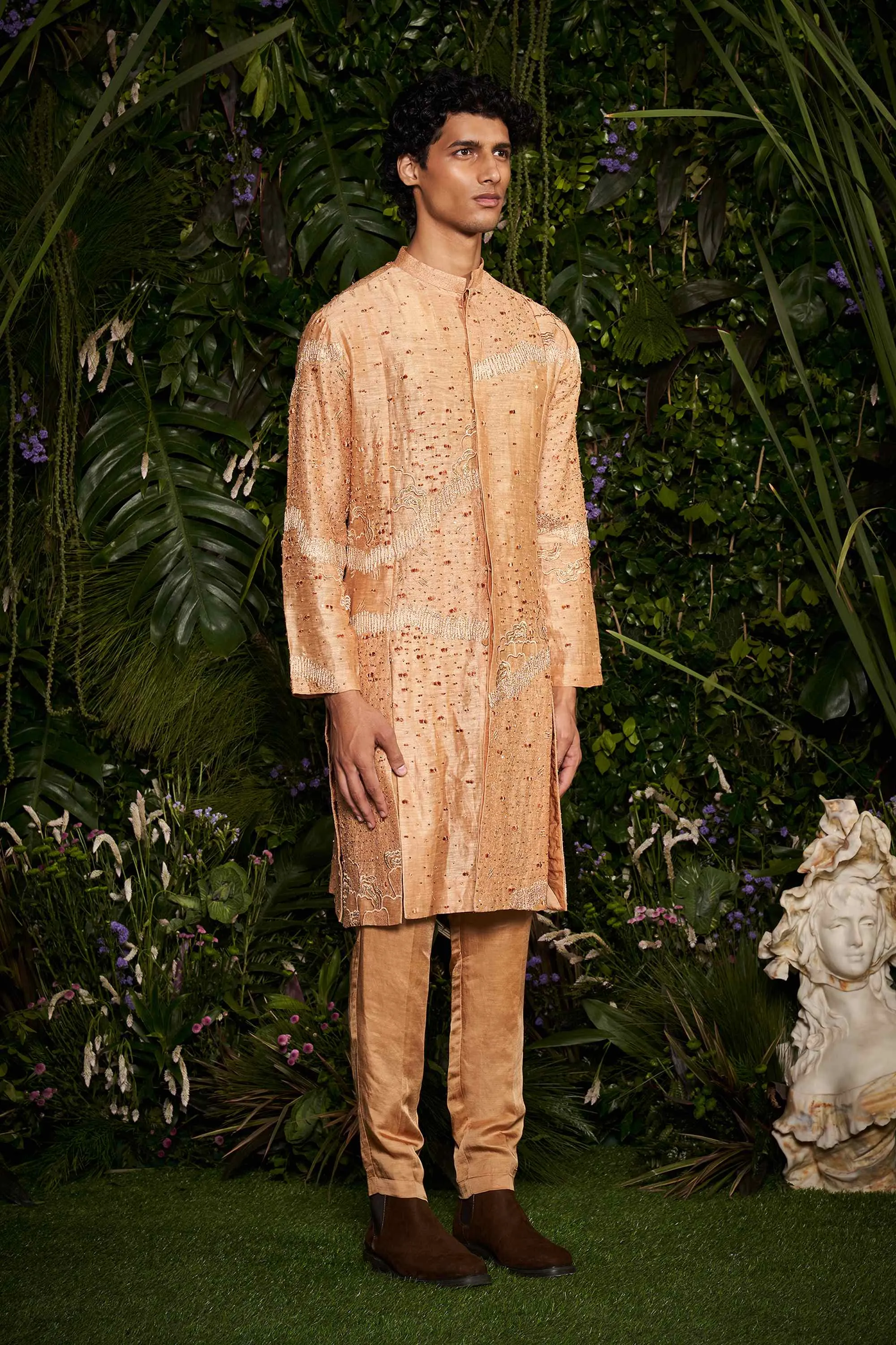 Champagne Celeste Burst Kurta with Pants