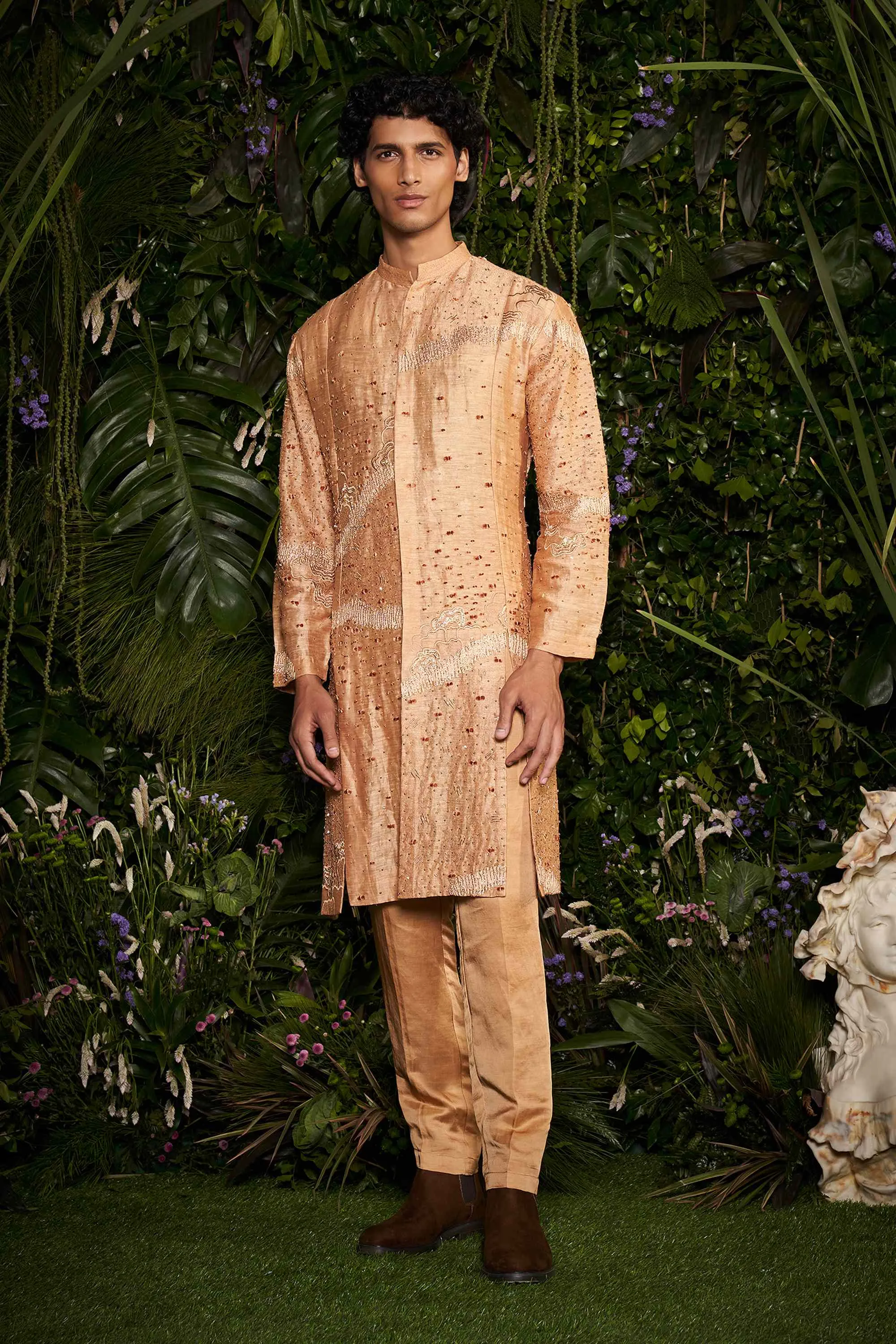 Champagne Celeste Burst Kurta with Pants