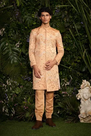 Champagne Celeste Burst Sherwani with Pants