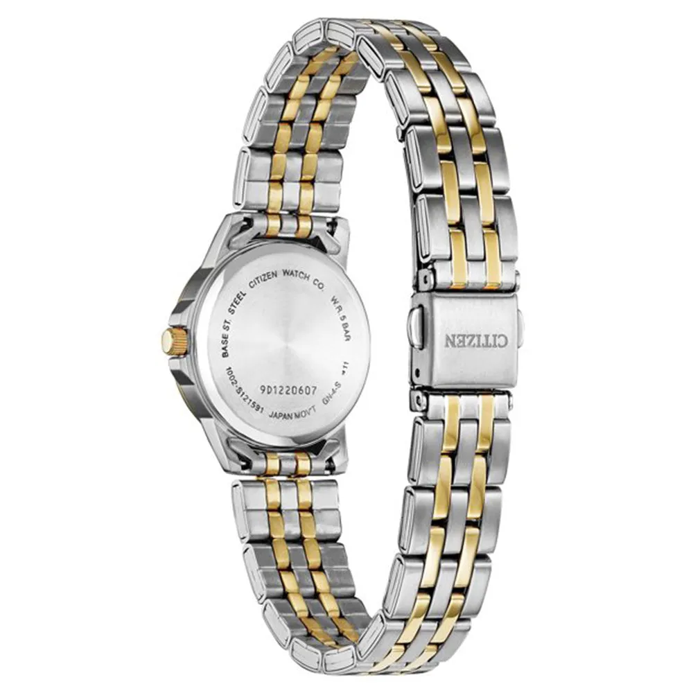 Citizen Women's Casual Two-Tone Stainless Steel Bracelet Silver Dial Analog Quartz Watch - EQ0605-53A