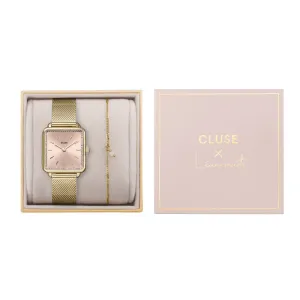CLUSE La Tetragone Light Rose Gold Mesh Watch   Chain Bracelet Gift Set