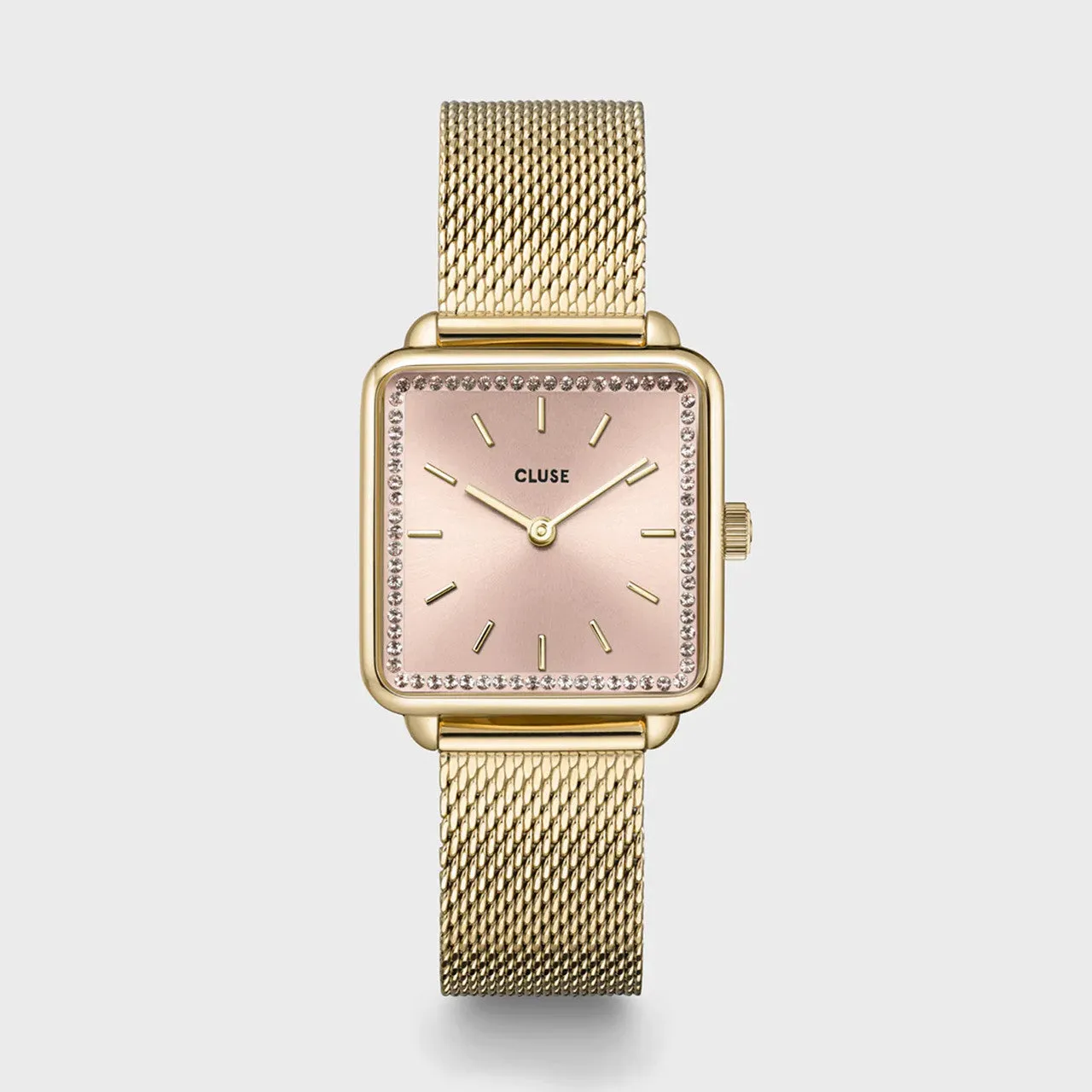 CLUSE La Tetragone Light Rose Gold Mesh Watch   Chain Bracelet Gift Set