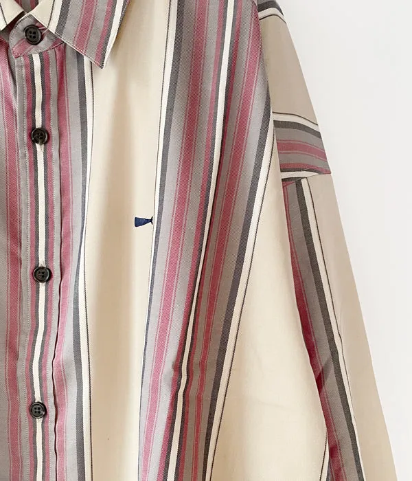 DESCENDANT/CHIEF MULTI STRIPE LS SHIRT FULL (BEIGE)