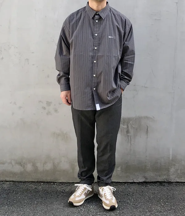 DESCENDANT/LANCE COTTON STRIPE LS SHIRT STANDARD (BLACK)