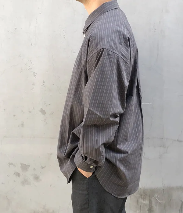 DESCENDANT/LANCE COTTON STRIPE LS SHIRT STANDARD (BLACK)