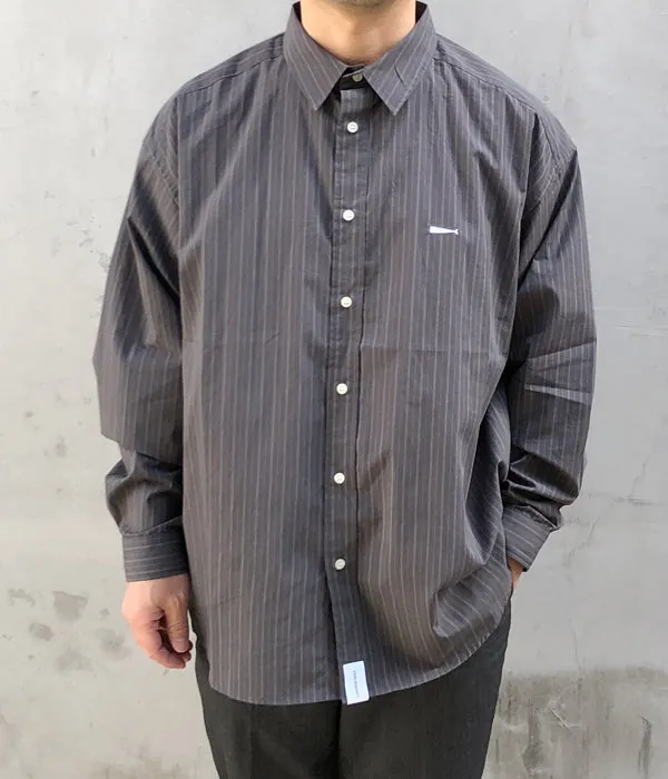 DESCENDANT/LANCE COTTON STRIPE LS SHIRT STANDARD (BLACK)