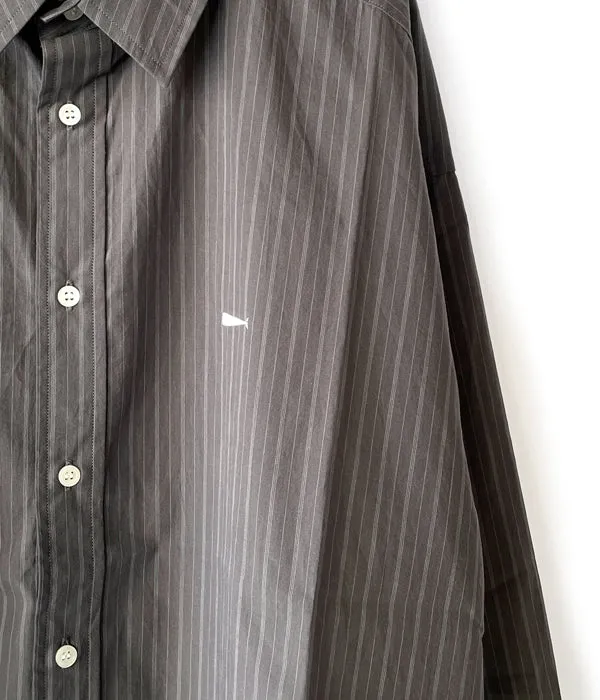 DESCENDANT/LANCE COTTON STRIPE LS SHIRT STANDARD (BLACK)