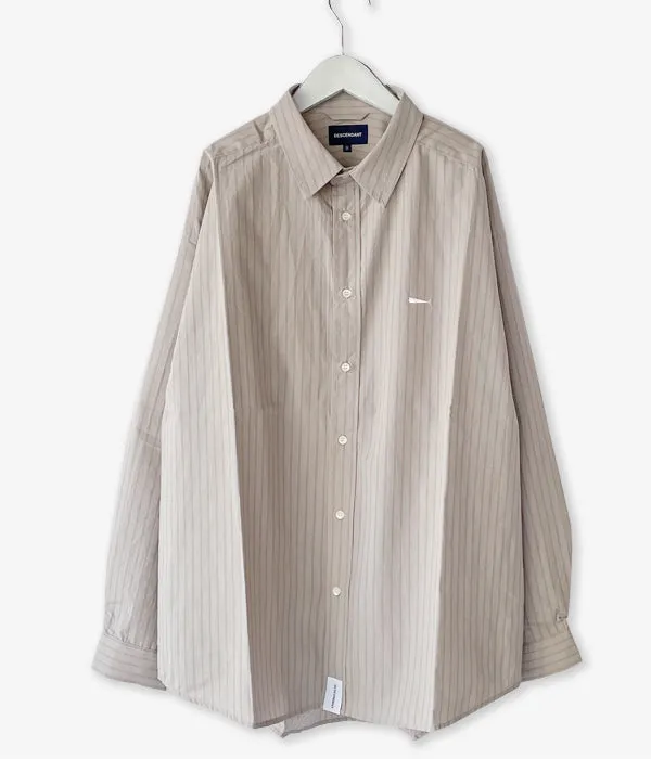 DESCENDANT/LANCE COTTON STRIPE LS SHIRT STANDARD (GRAY)