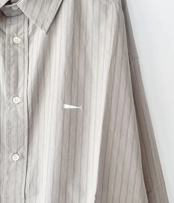 DESCENDANT/LANCE COTTON STRIPE LS SHIRT STANDARD (GRAY)