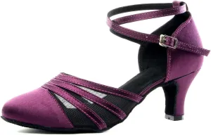 DKZSYIM Women's Latin Ballroom Dance Shoes Close Toe Character Modern Tango Salsa Performance Dancing Shoes,Model N189