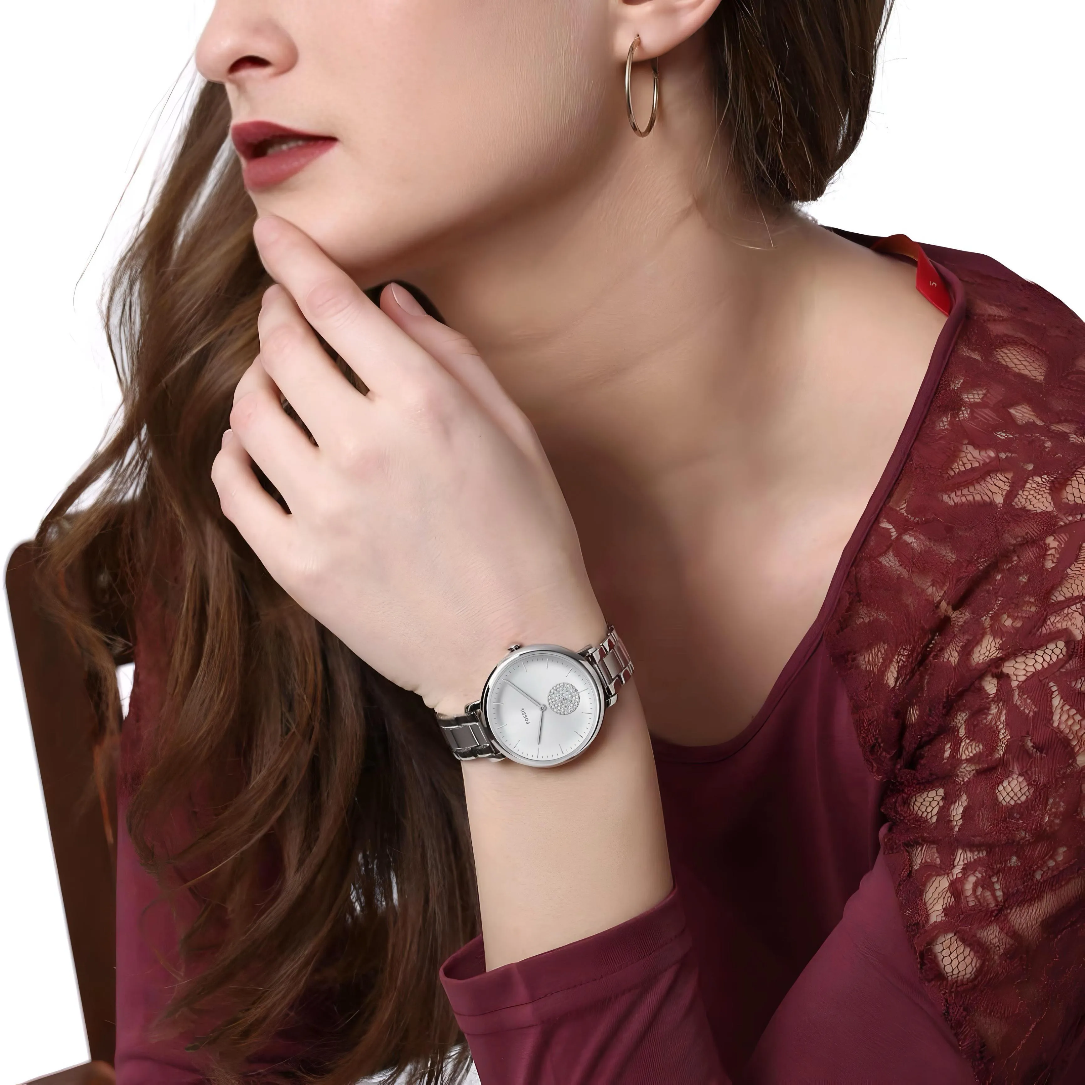 Fashionable Movement Chronograph Stainless Steel Wrist Watch For Women