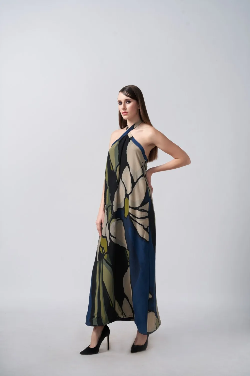 Floral Reverie Halter Neck Dress